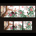 彩雕牡丹花开富贵无框