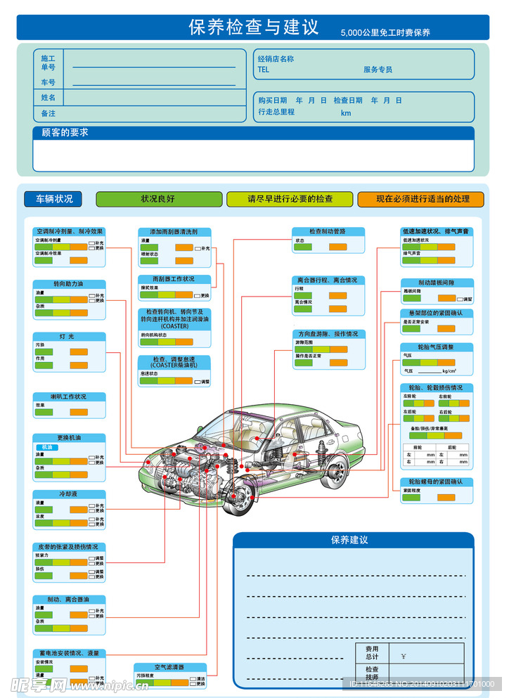 汽车    检测单 结构