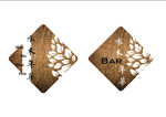木纹菱形酒吧标志logo