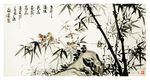 水墨竹鸟