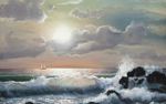 油画大海