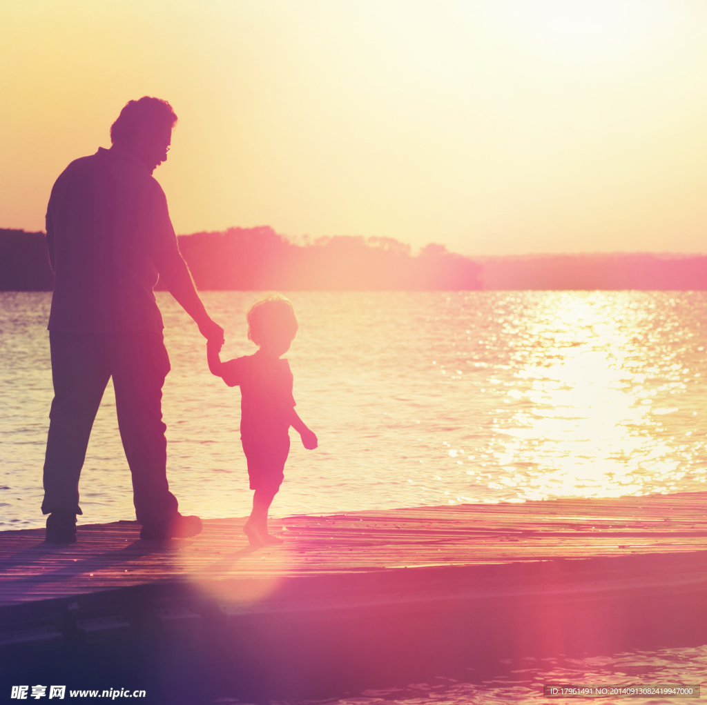 唯美夕阳父子