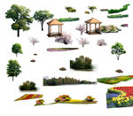 绿化  树 花  矢量图 