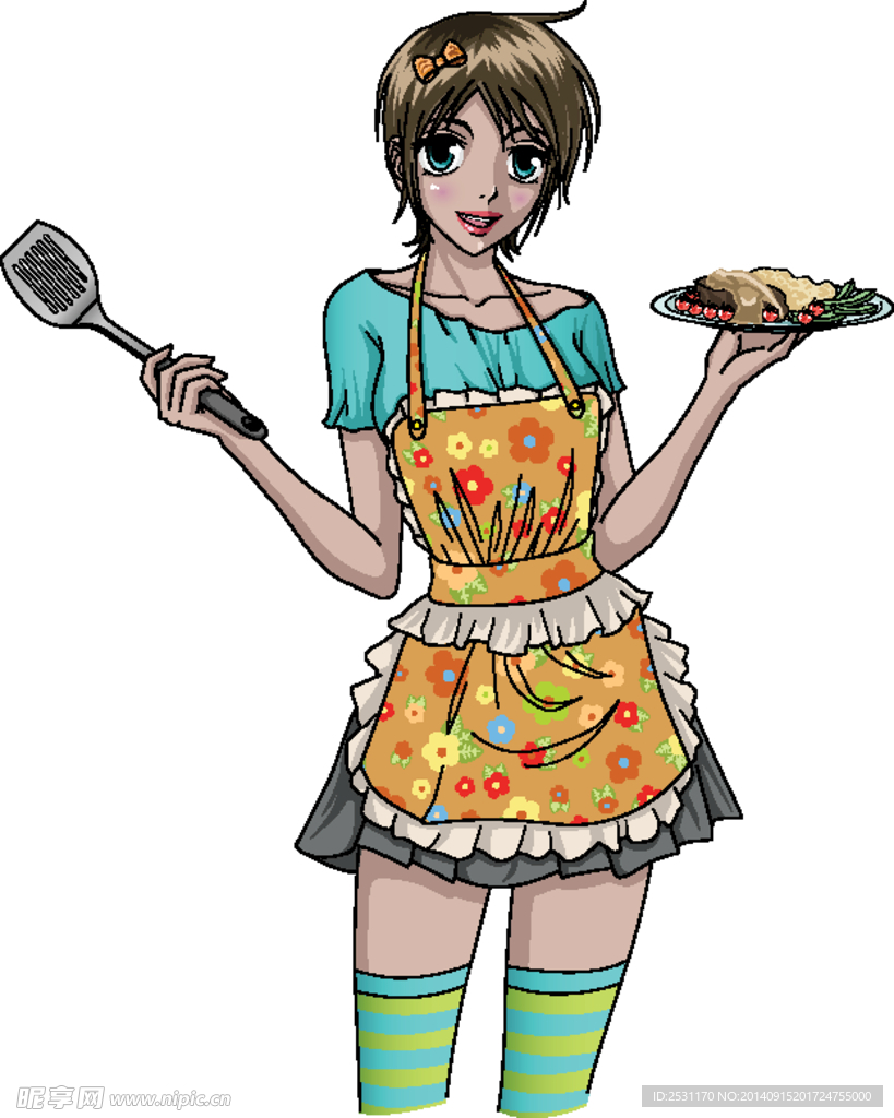 卡通美女厨师