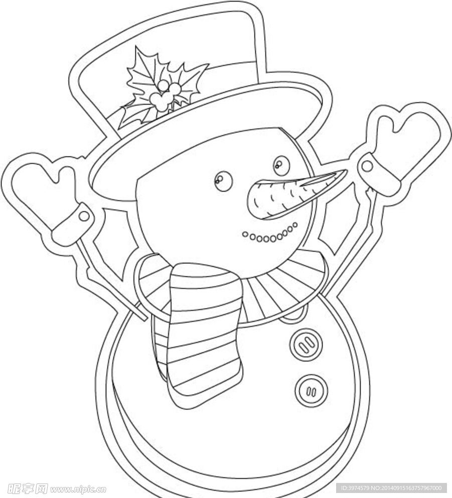 圣诞雪人线描图