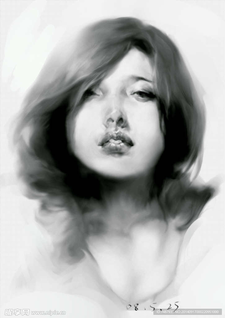 素描美女