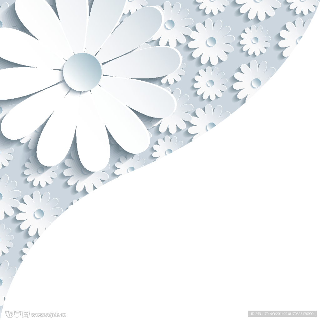 白色剪纸花卉