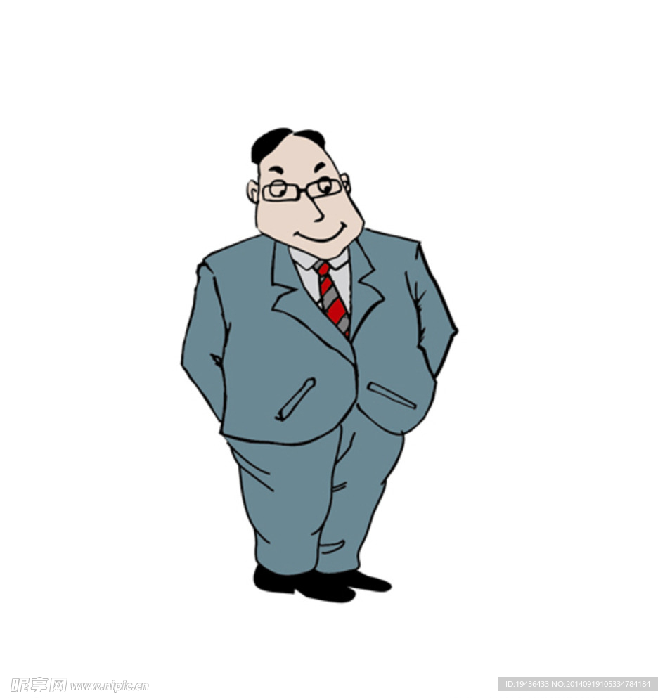 手绘漫画领导矢量图