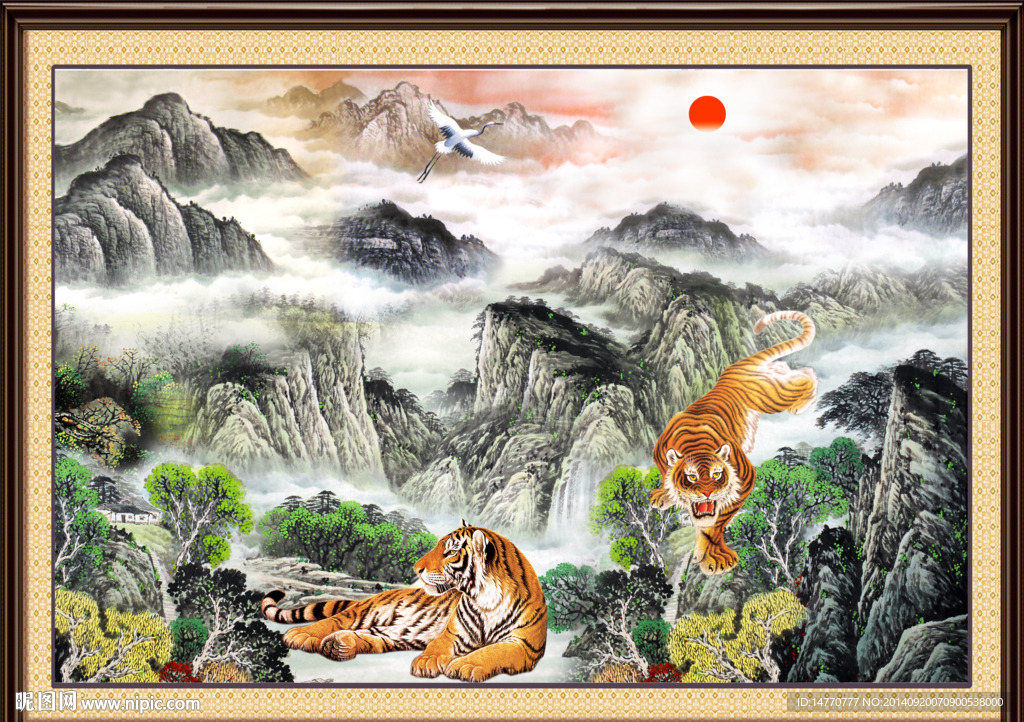 老虎国画图