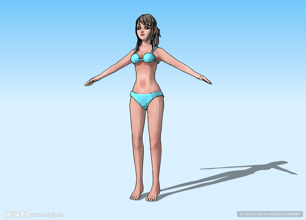 少女站式3D模型