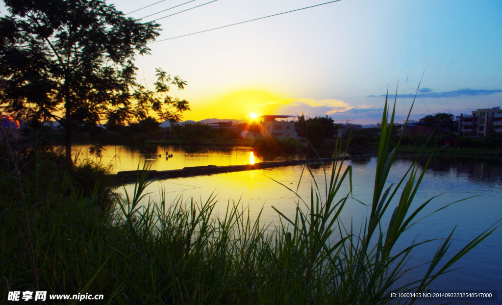 晚霞夕照 鱼米之乡