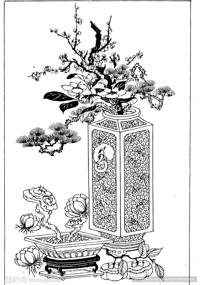 青花瓷方形花瓶 古典