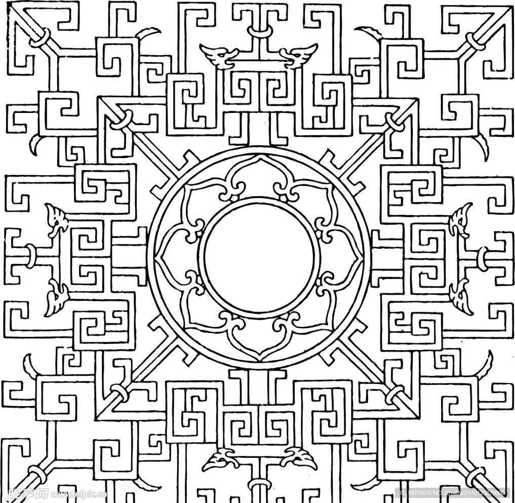 窗花 古代窗花 矢量线