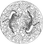 凤凰 飞鸟 矢量线稿 
