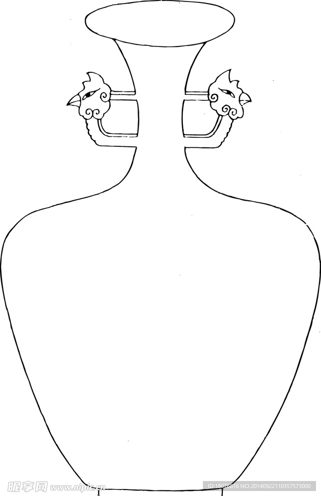 花瓶 瓷瓶 矢量线稿 