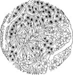 竹子 松树 矢量线图 