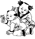 人物线图 古代人物 儿