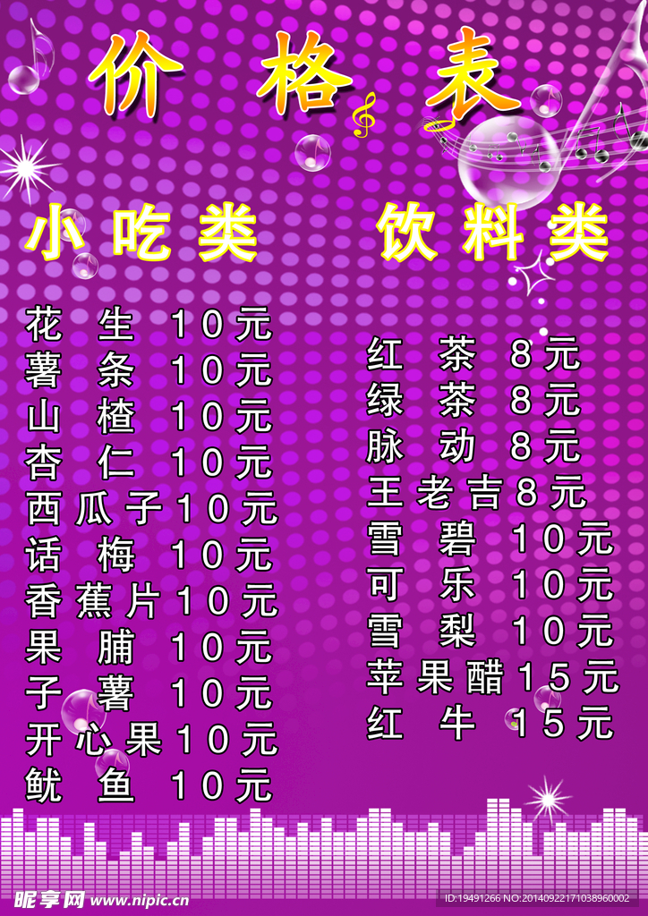 价目表