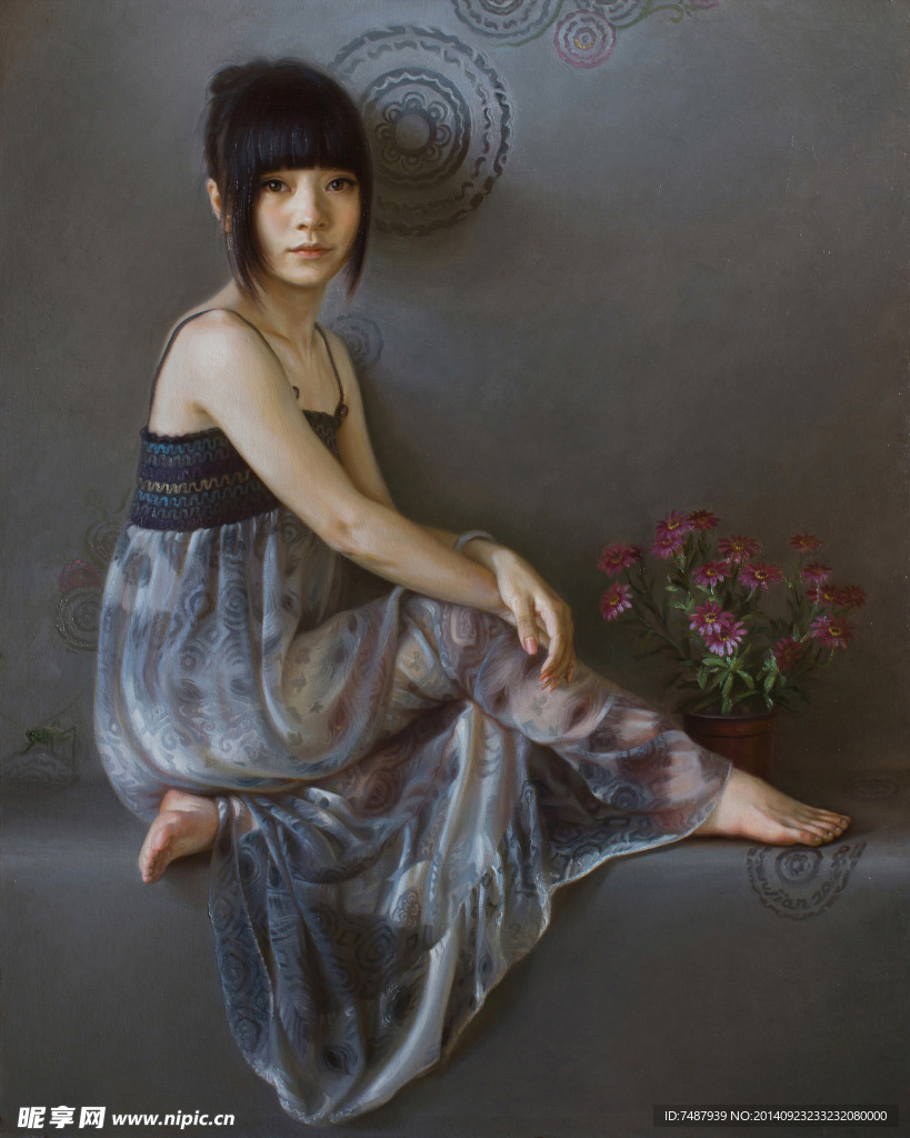 油画美女