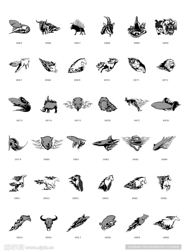 黑白动物矢量简体画图