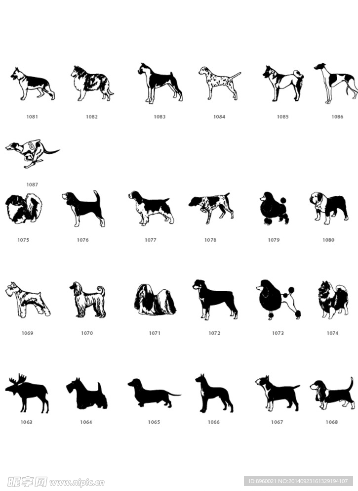 黑白动物矢量简体画图