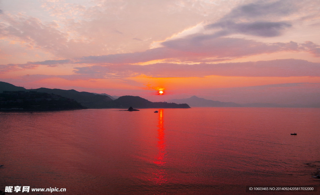 海滨风光 大海红阳