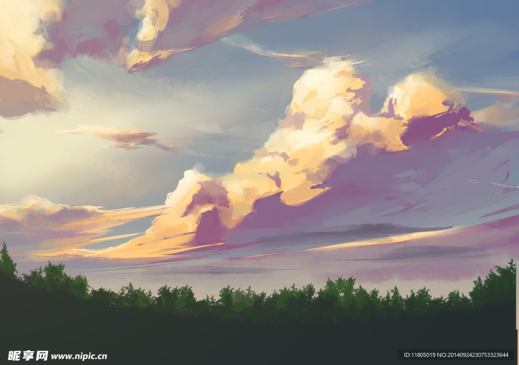 天空云朵手绘