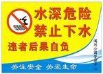 公园禁止下水警示牌