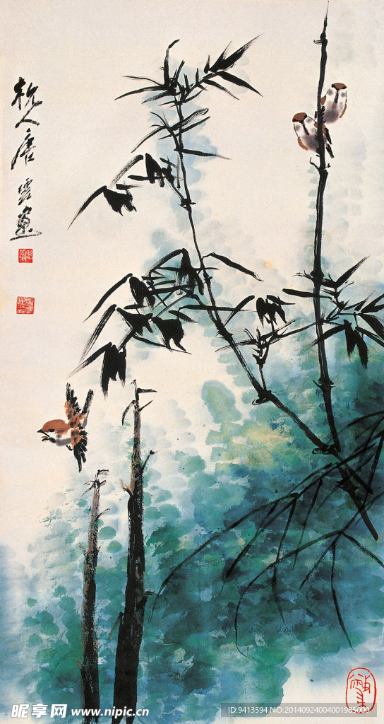 竹雀图
