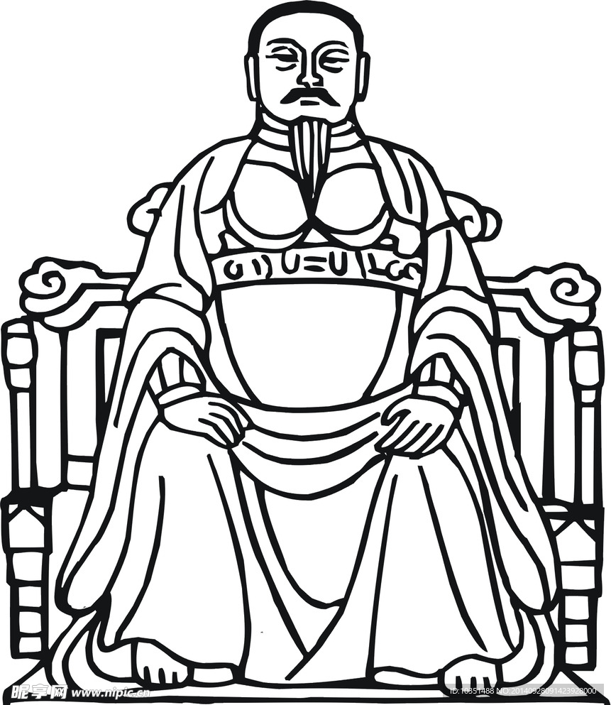 玄天大帝 矢量图 黑白