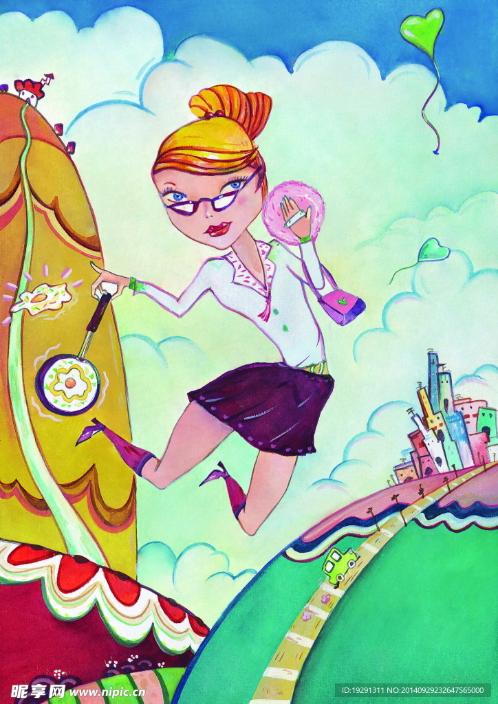 卡通女孩插画图片