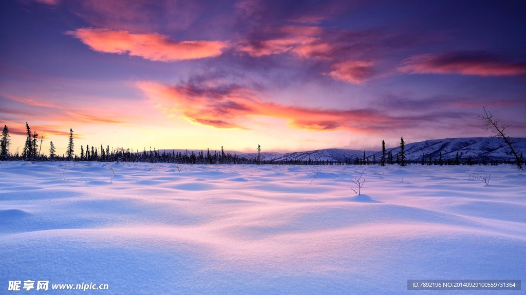 黄昏雪景