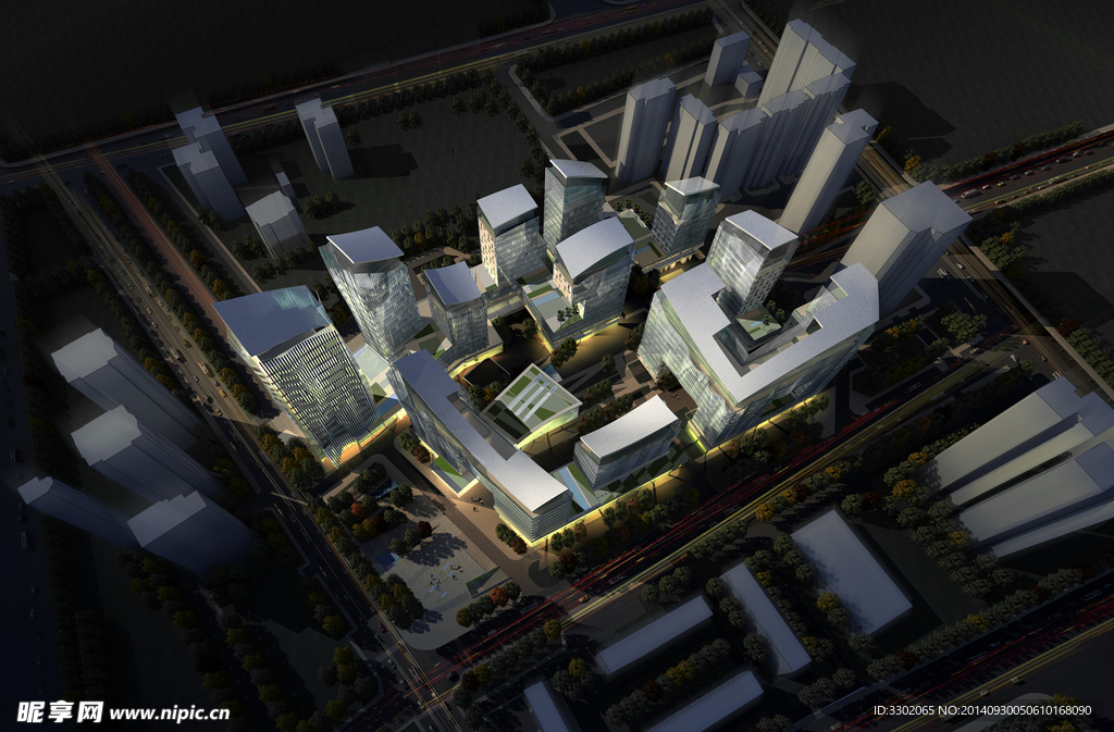 新城区商务楼鸟瞰图
