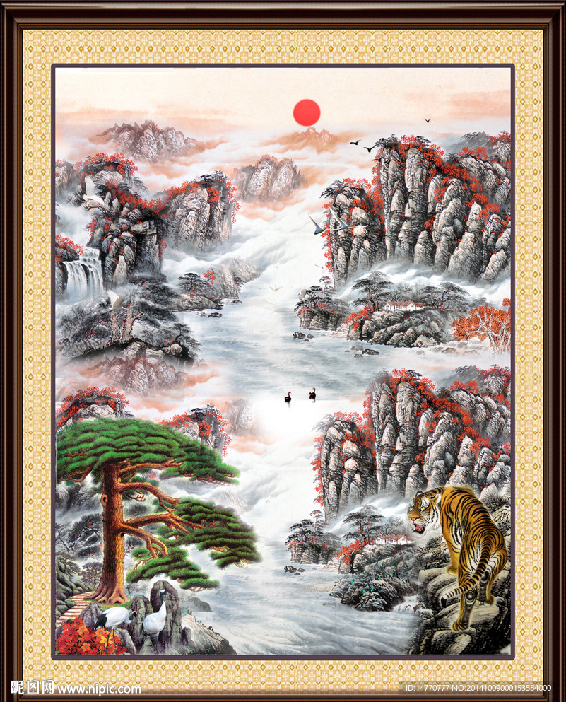 国画迎客松