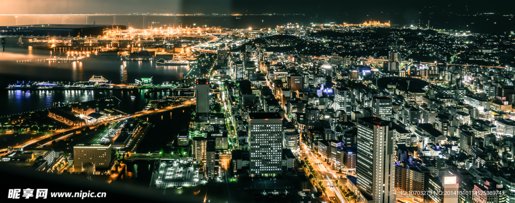 日本横滨夜全景