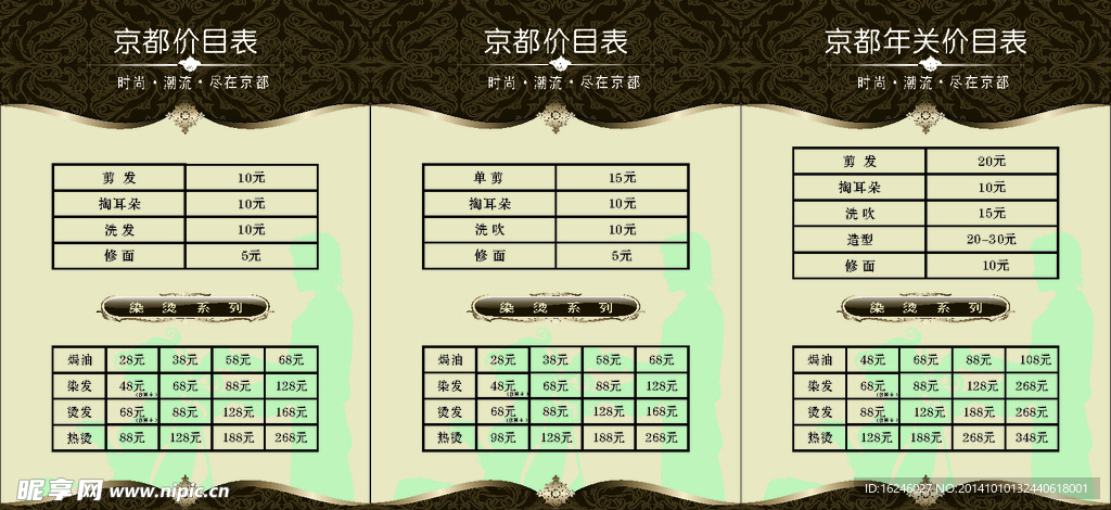 理发店价目表