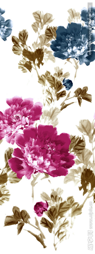 高清手绘写实印花画稿