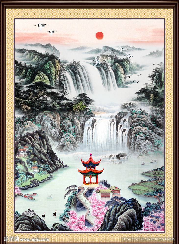 流水生财国画作品