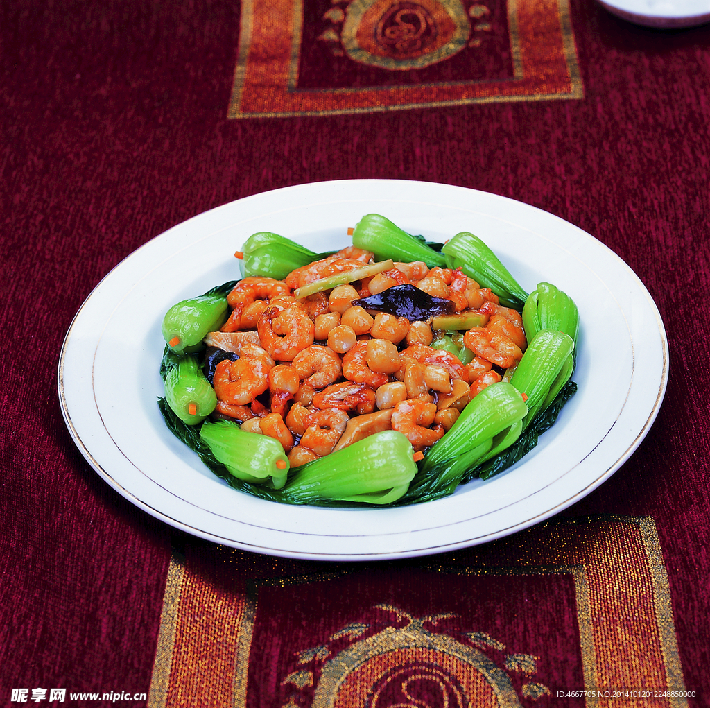 菜胆虾仁烧干贝