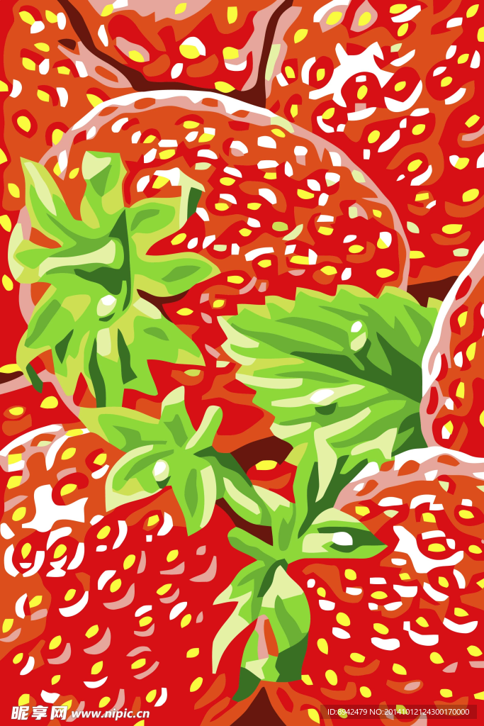 草莓 数字油画