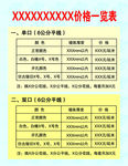 价格一览表