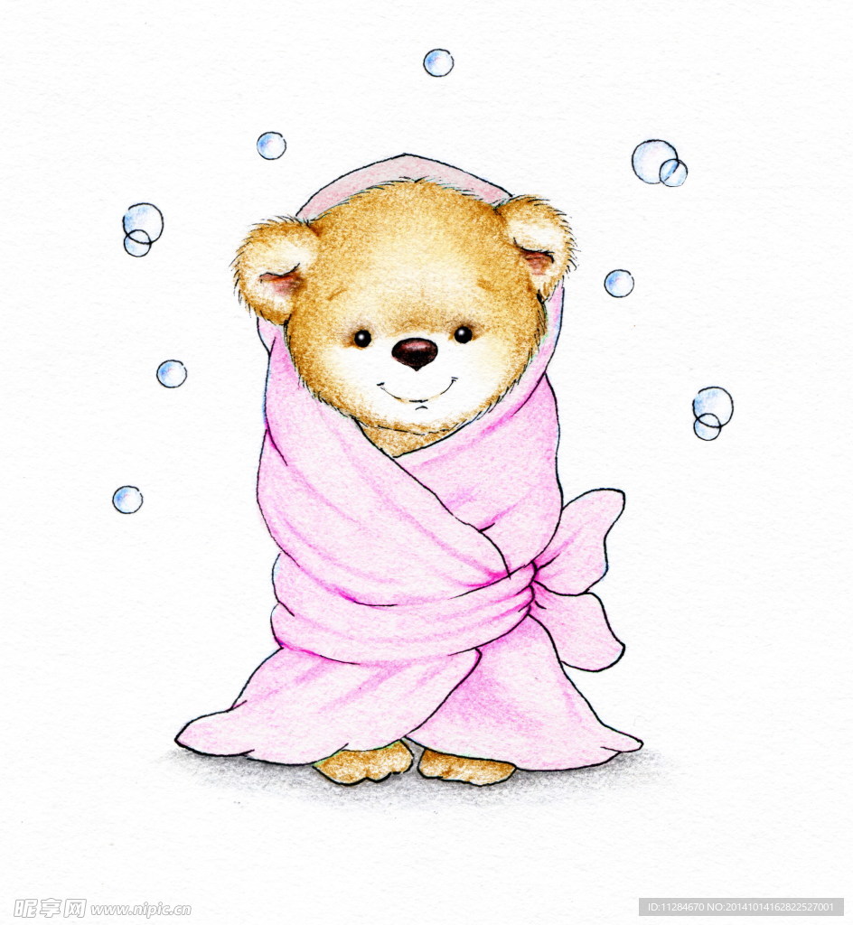 洗完澡的小熊