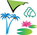 矢量 椰子树 荷花