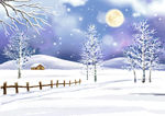 雪地风景插画
