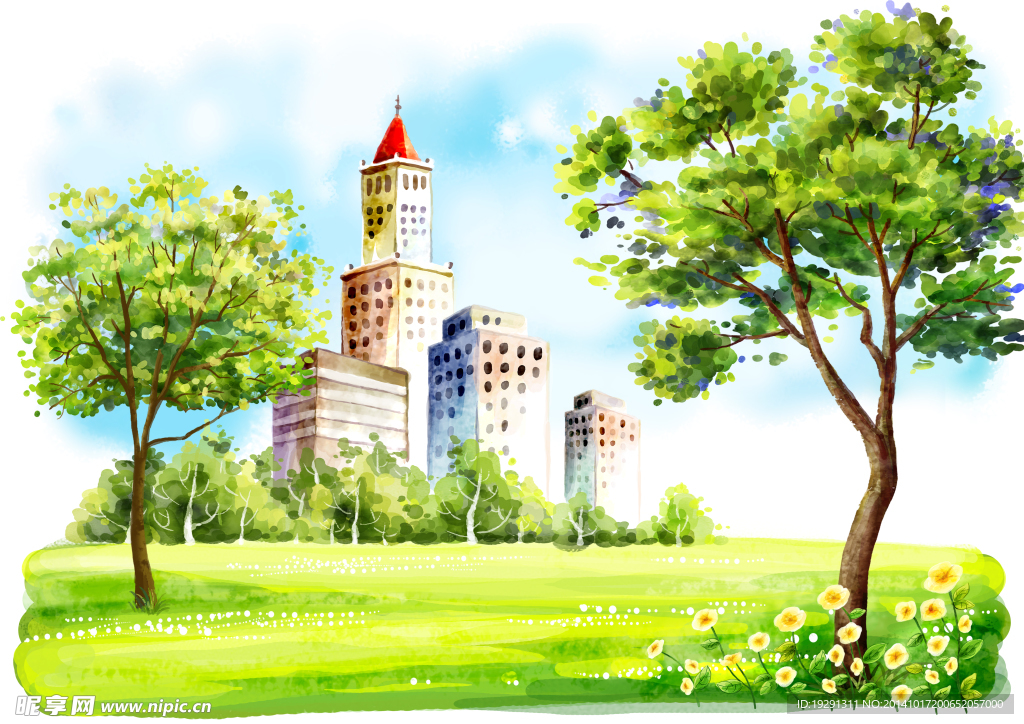 城堡风景插画