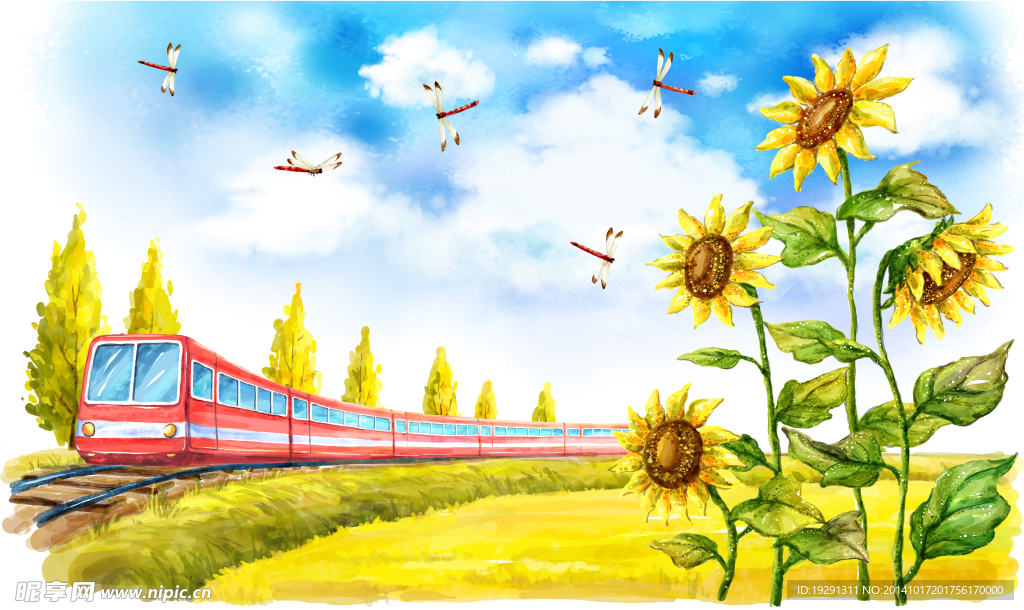 向日葵风景插画