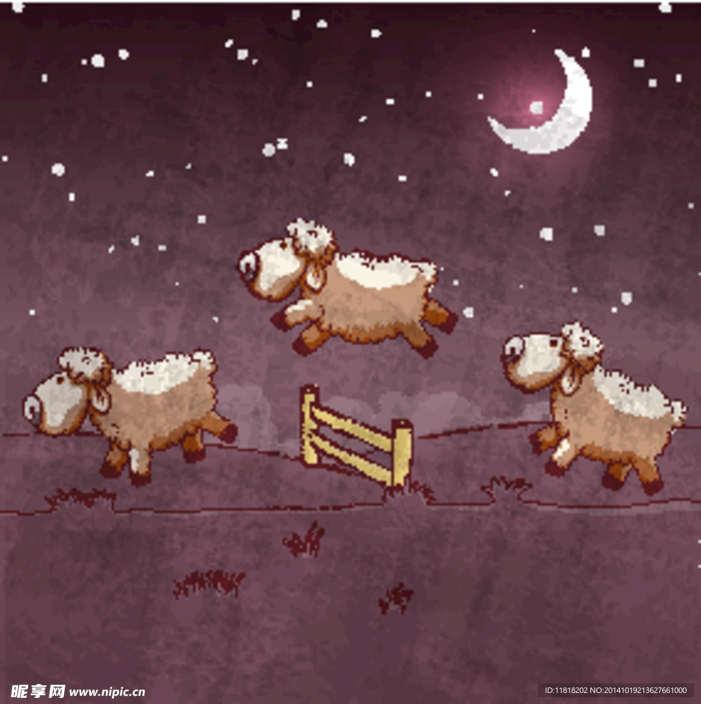 三只小羊插画矢量素材