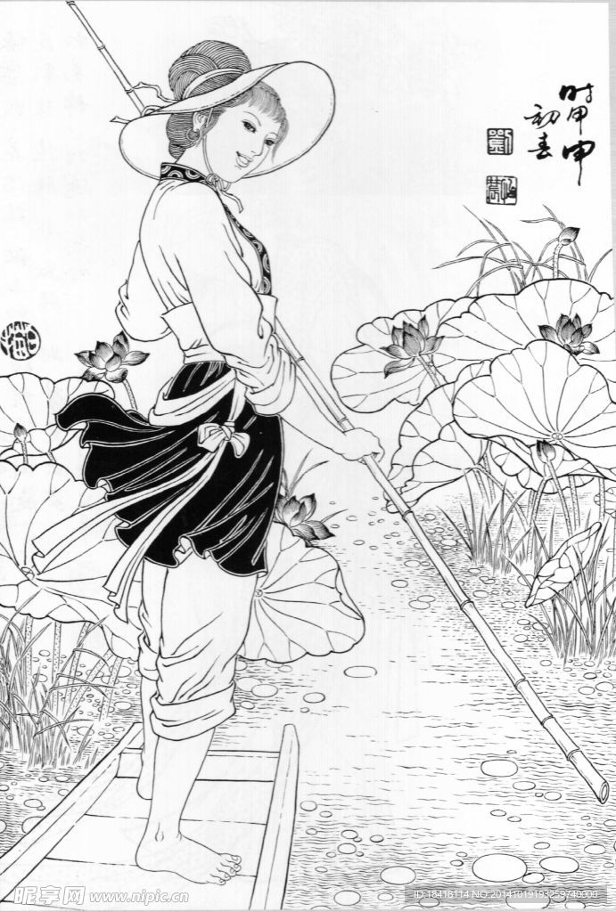 仕女白描（非高清）