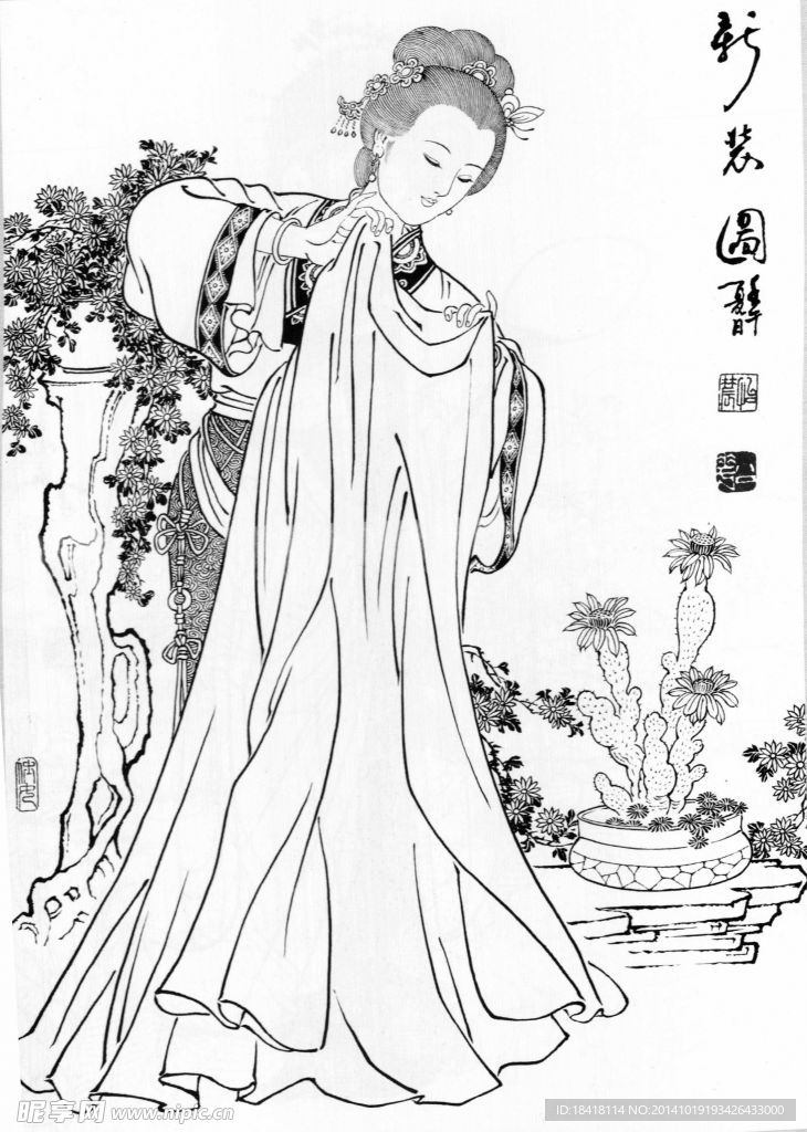 仕女白描（非高清）