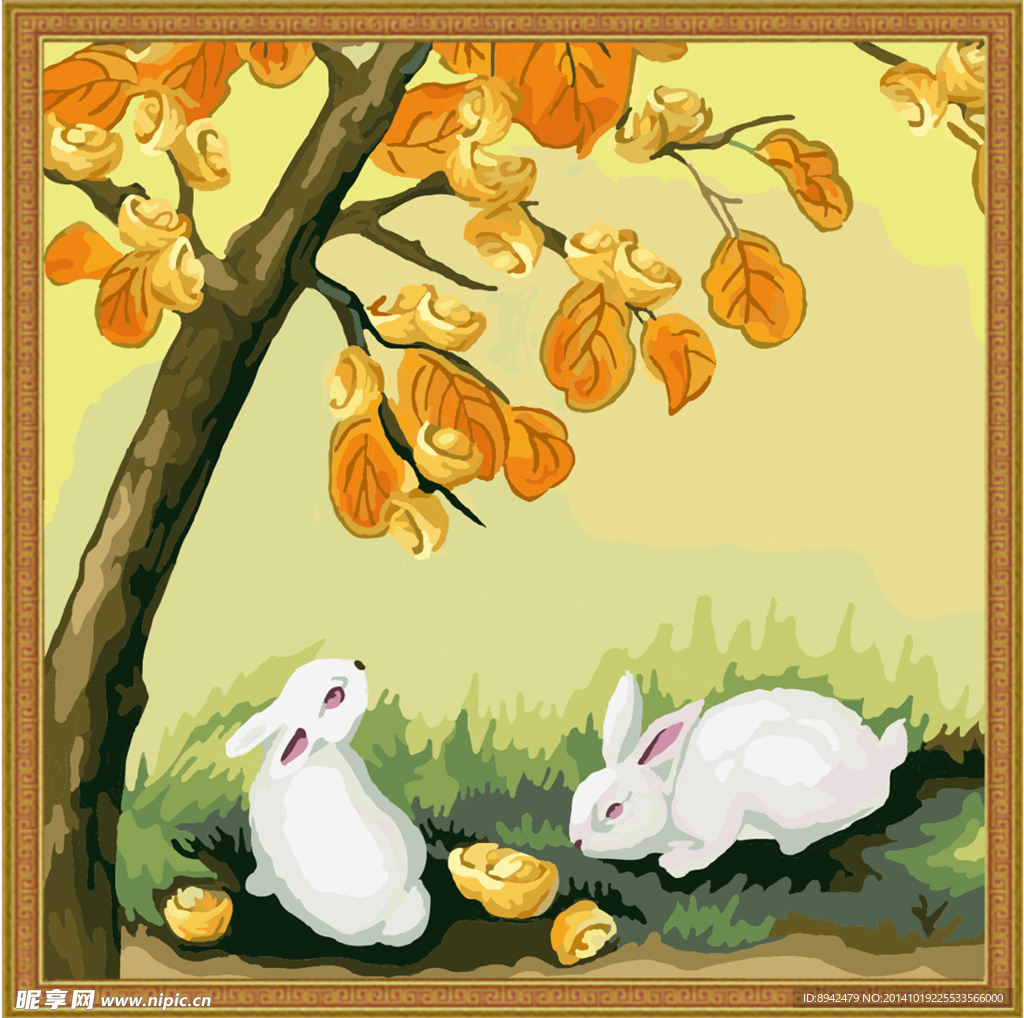 宝树玉兔 数字油画
